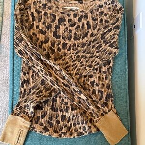 We The Free Leopard Print Thermal Top - Tan & Black